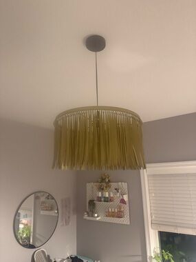 Cost Plus World Market Mustard Fringe Pendant Lamp